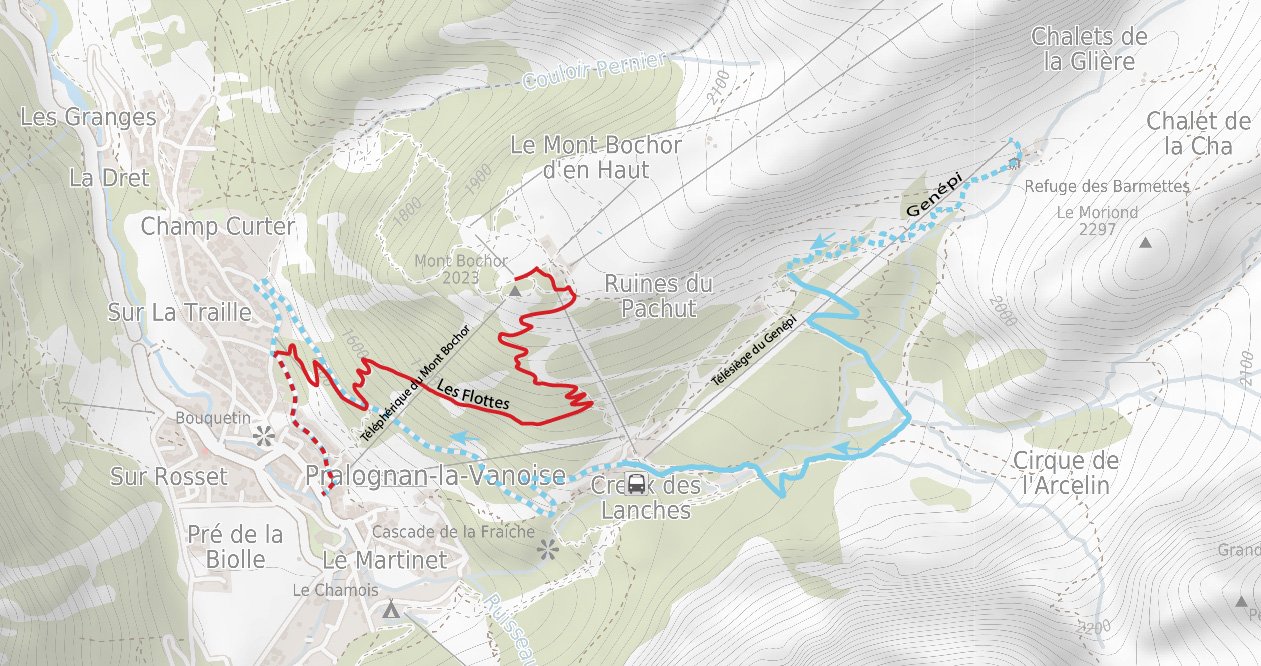 Plan du Bike Park VTT de Pralognan-la-Vanoise
