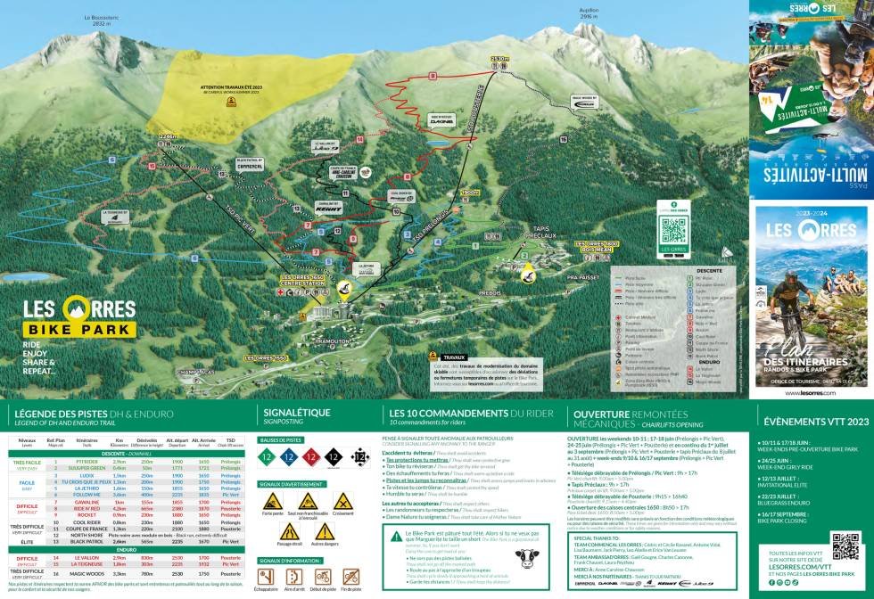 Plan du Bike Park VTT de Les Orres