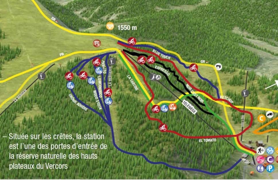 Plan du Bike Park VTT de Le Col du Rousset 