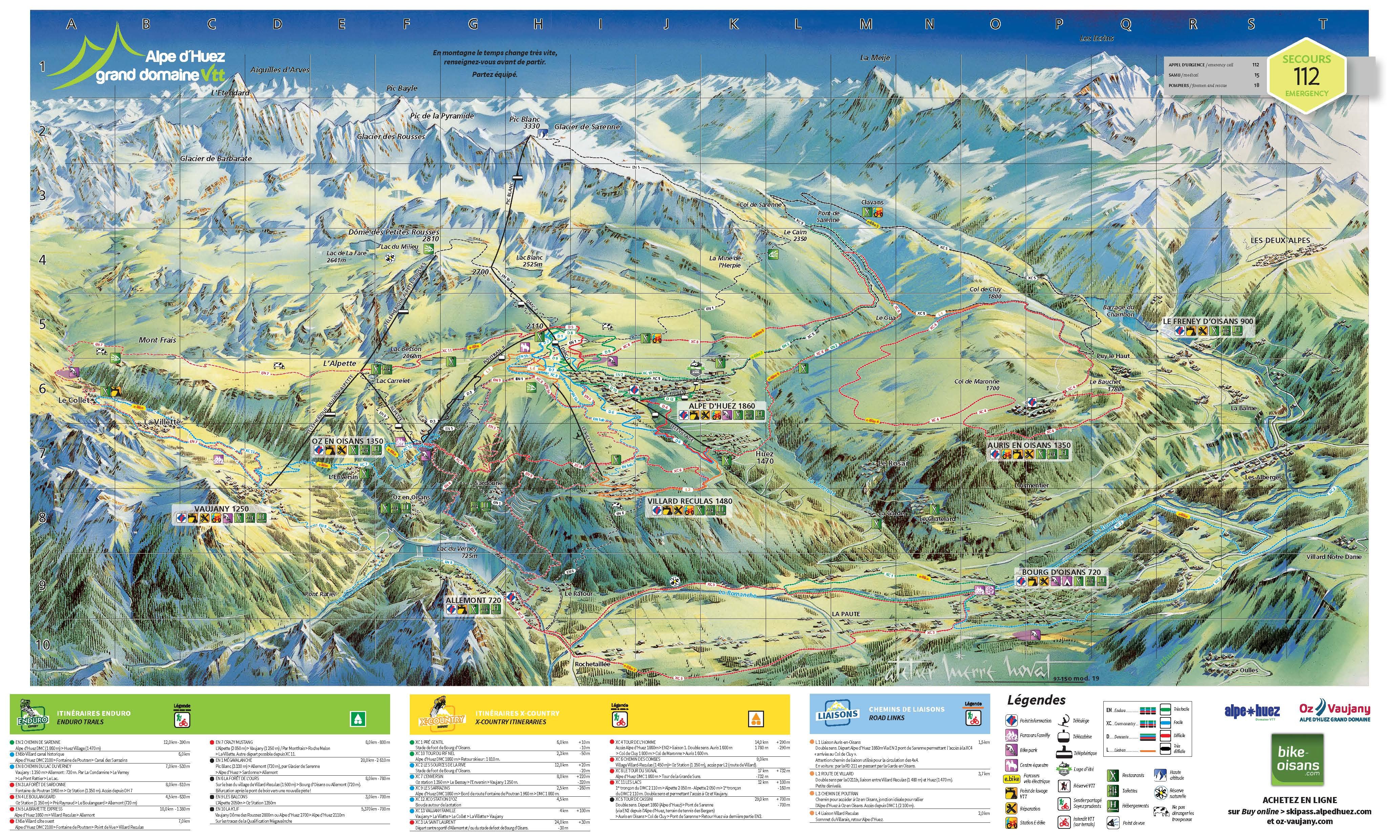 Plan du Bike Park VTT de Alpe d'Huez