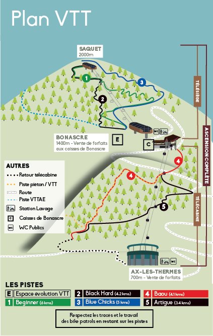 Plan du Bike Park VTT de Ax 3 Domaines