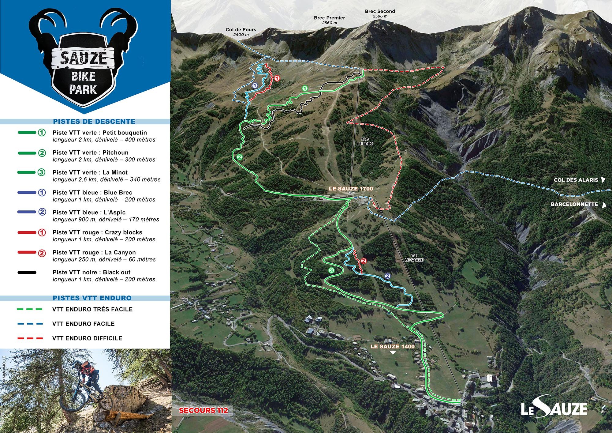 Plan du Bike Park VTT de Le Sauze