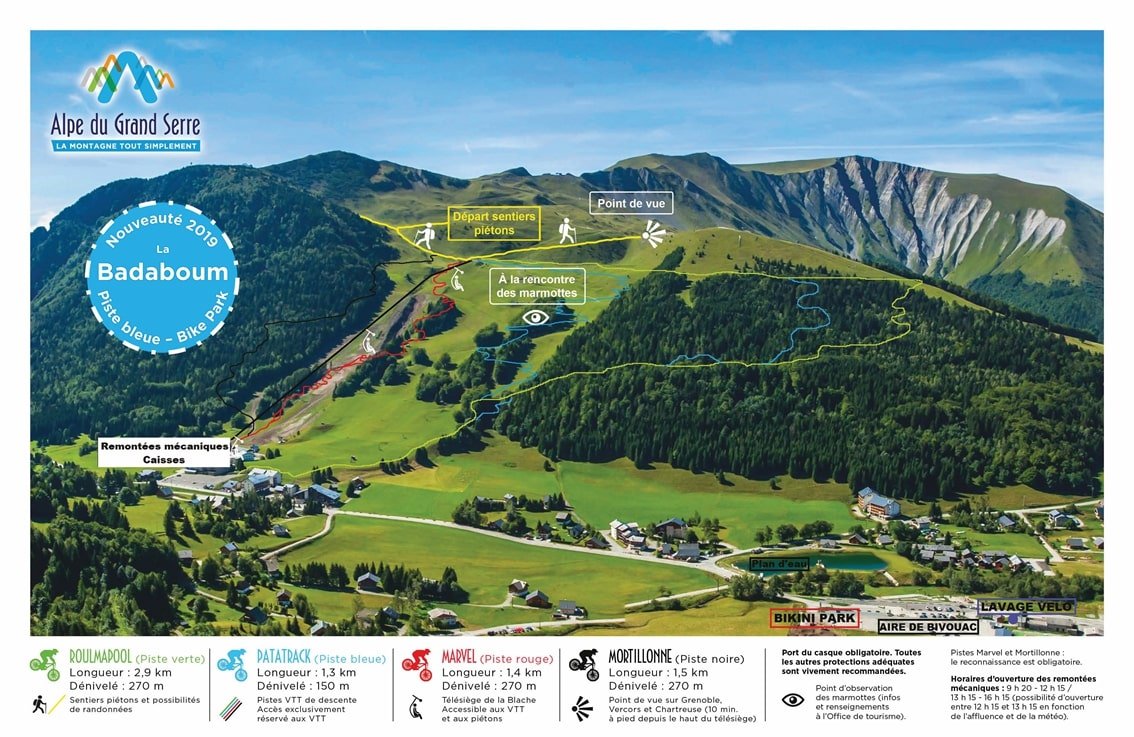 Plan du Bike Park VTT de Alpe du Grand Serre