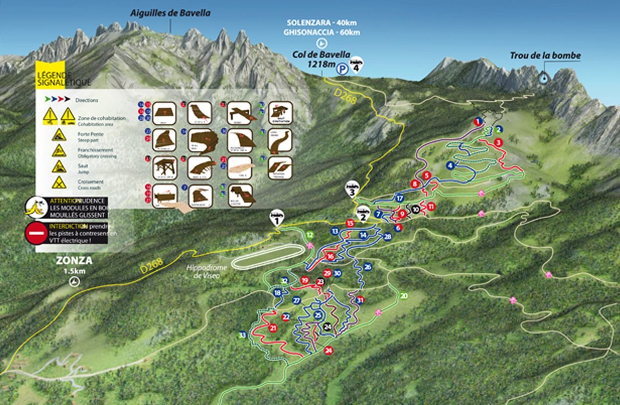Plan du Bike Park VTT de Bavella 