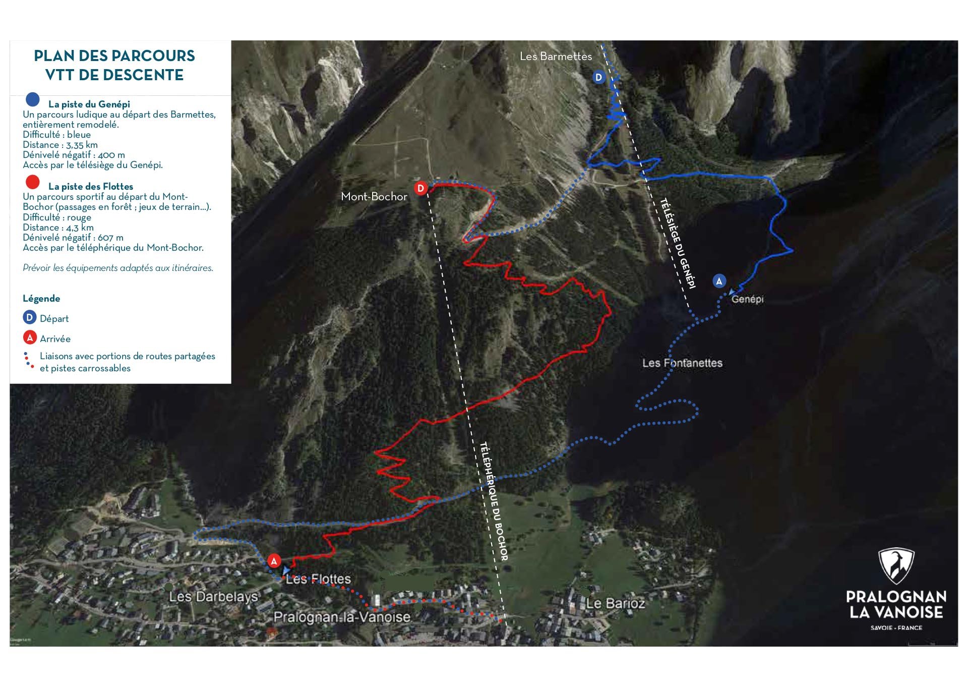 Plan du Bike Park VTT de Pralognan-la-Vanoise