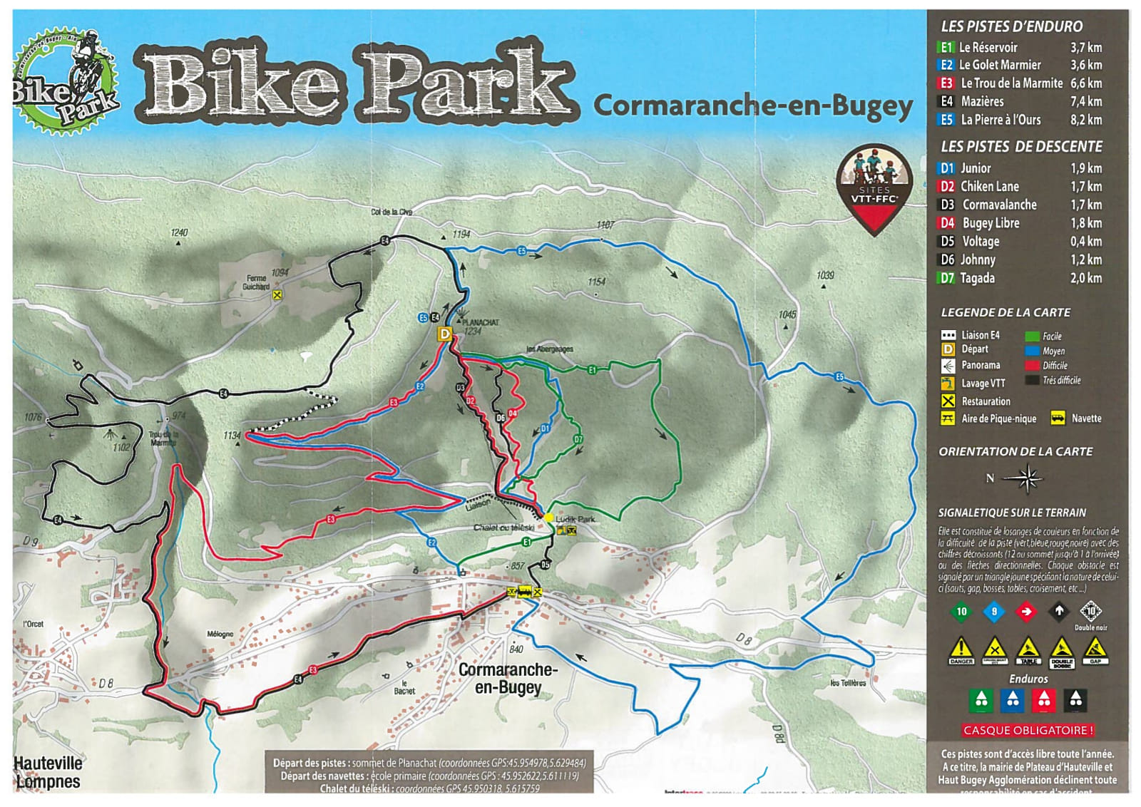 Plan du Bike Park VTT de Cormaranche en Bugey