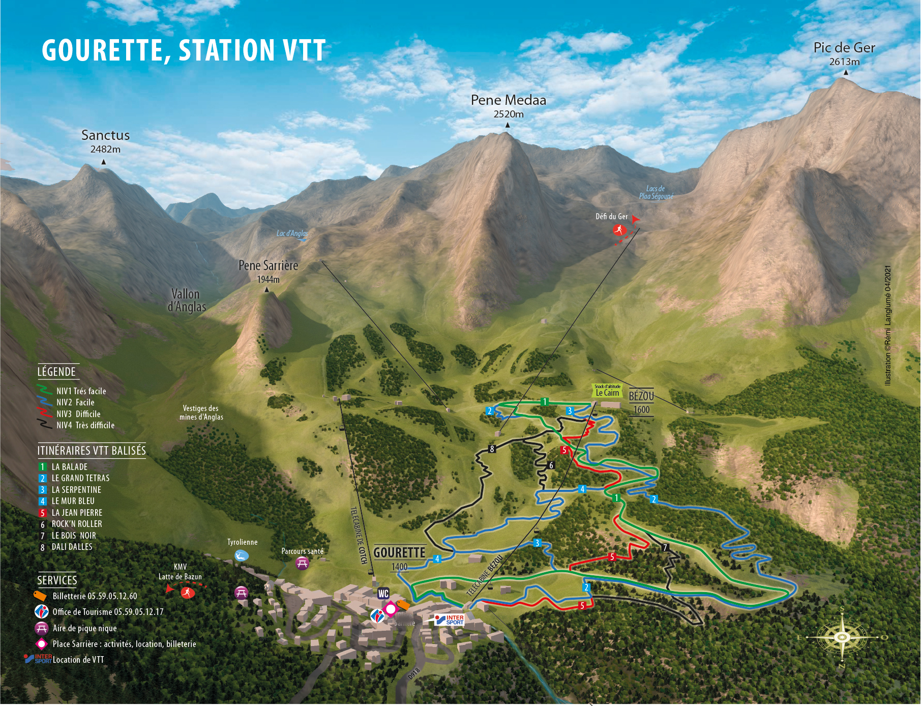Plan du Bike Park VTT de Gourette