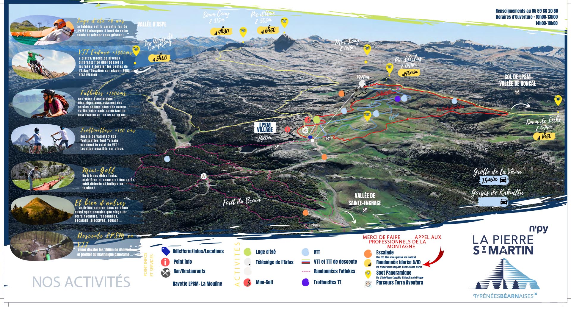 Plan du Bike Park VTT de La Pierre Saint-Martin