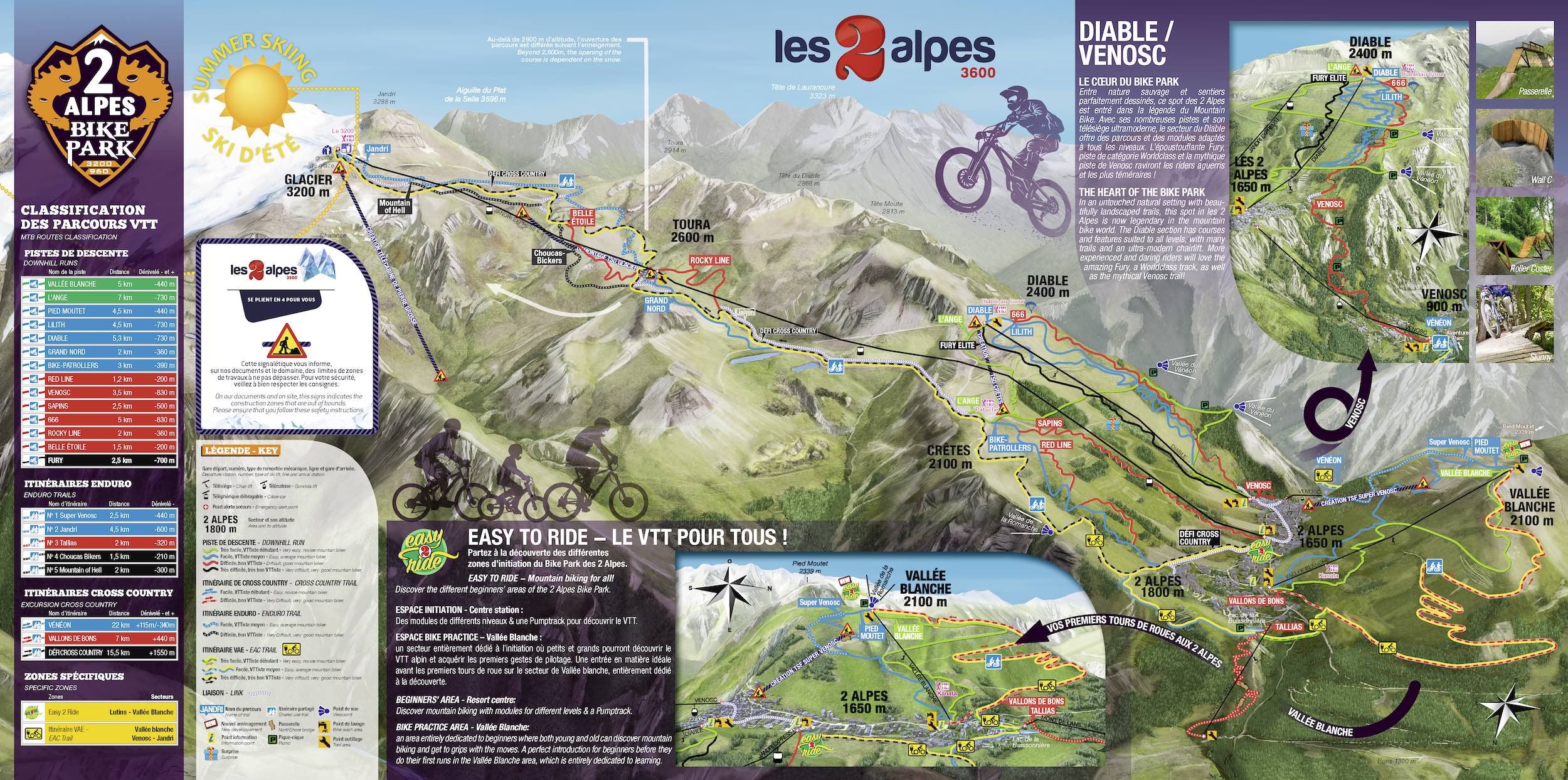Plan du Bike Park VTT de Les 2 Alpes