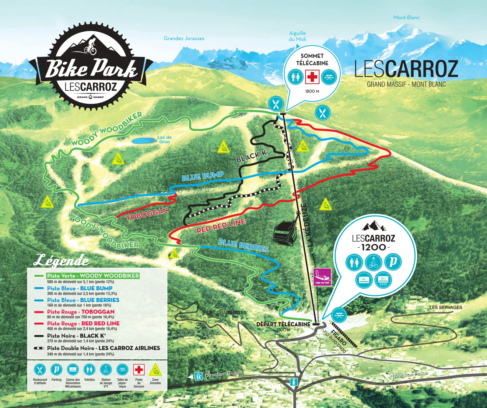 Plan du Bike Park VTT de Les Carroz