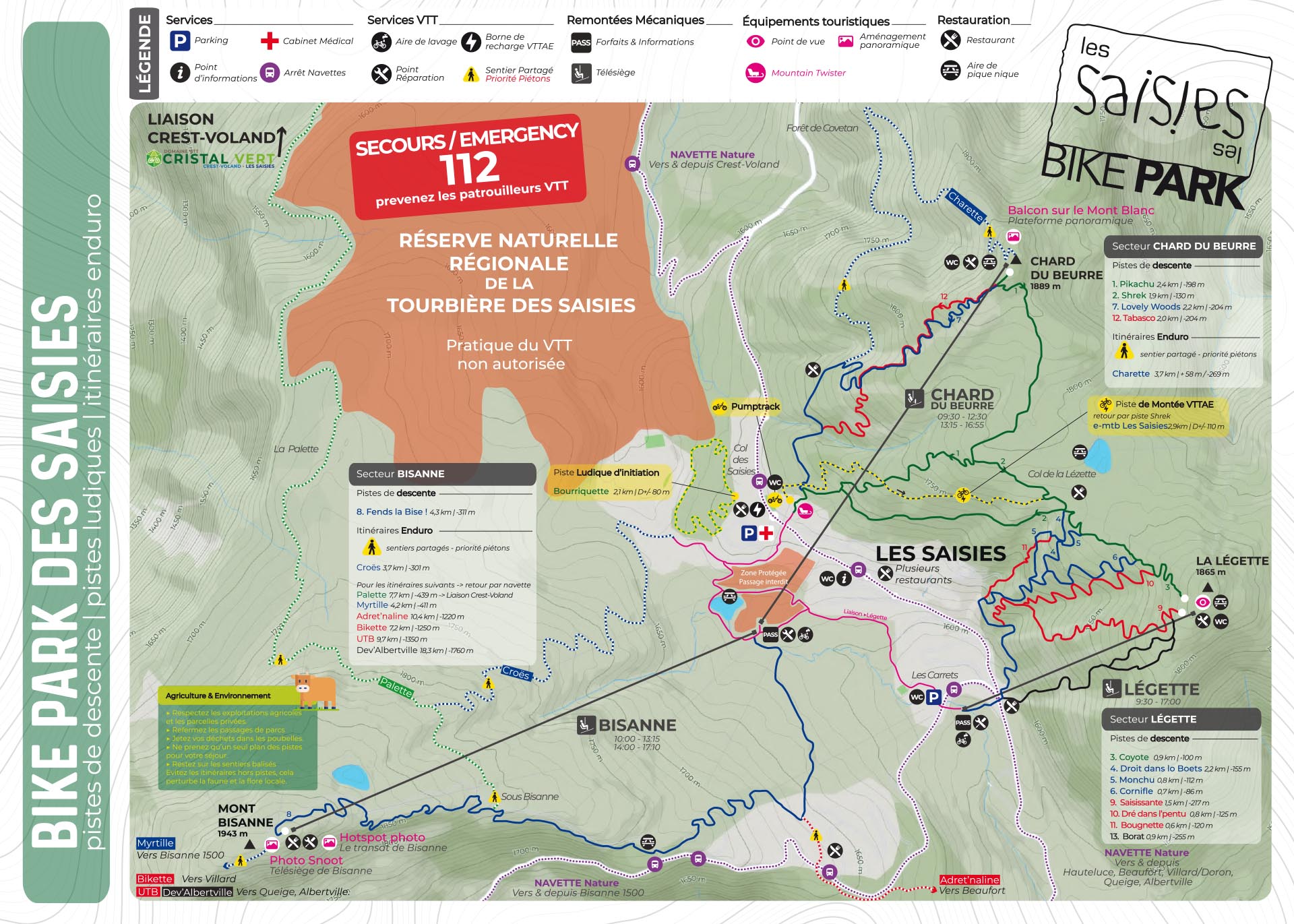 Plan du Bike Park VTT de Les Saisies