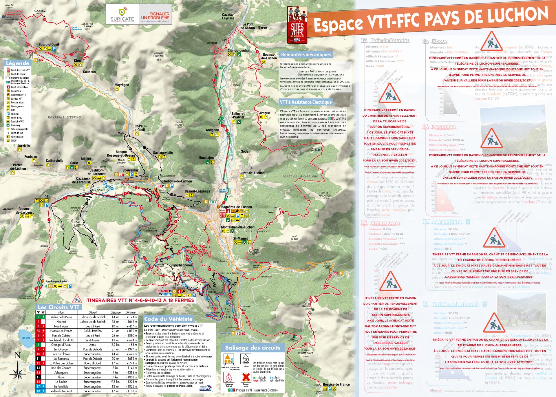 Plan du Bike Park VTT de Luchon Superbagnères