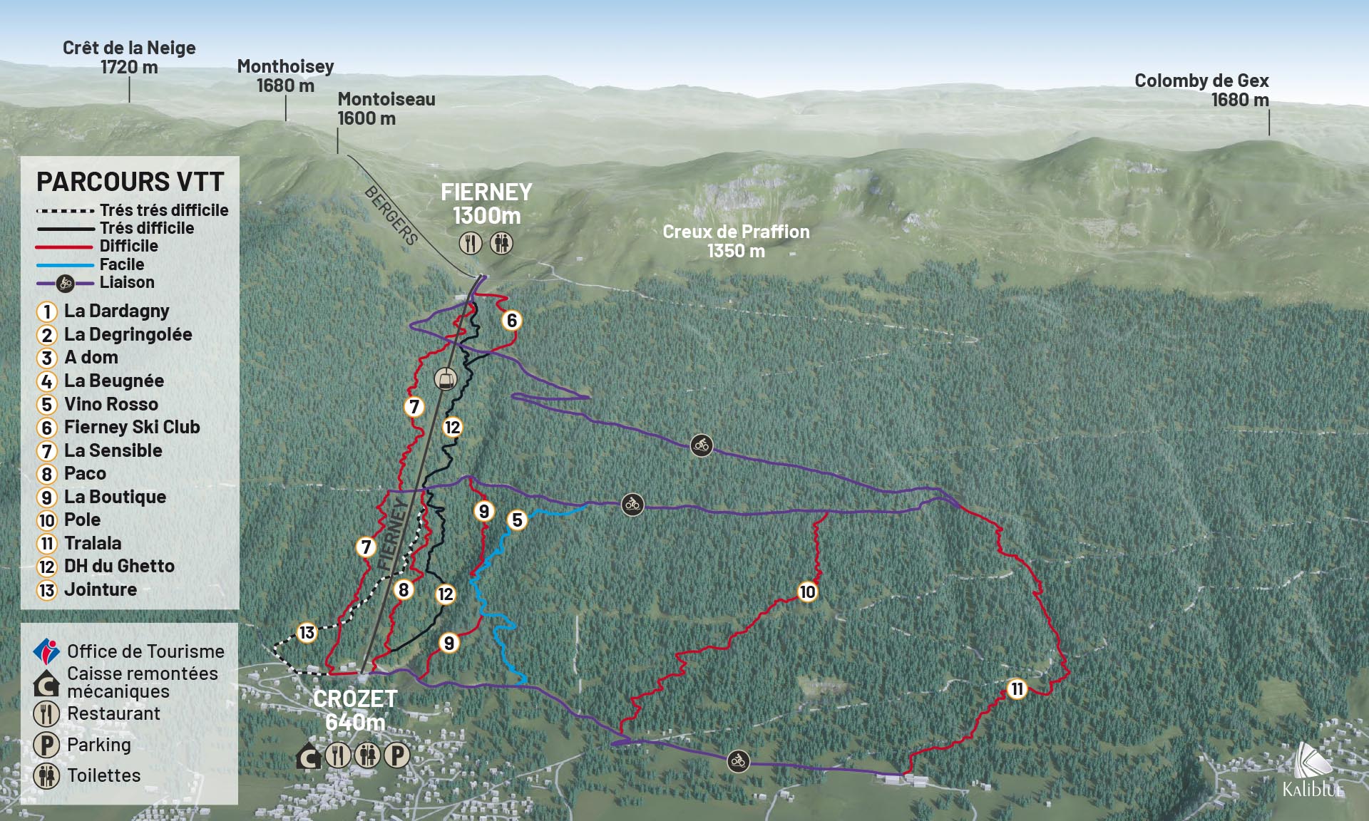 Plan du Bike Park VTT de Monts Jura