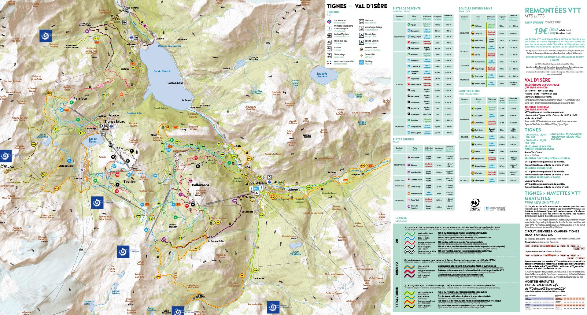 Plan du Bike Park VTT de Tignes